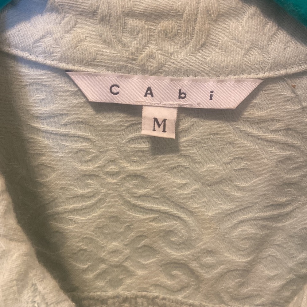 Cabi Denim Damask Patterned Jacket Mint Sage Green - image 2